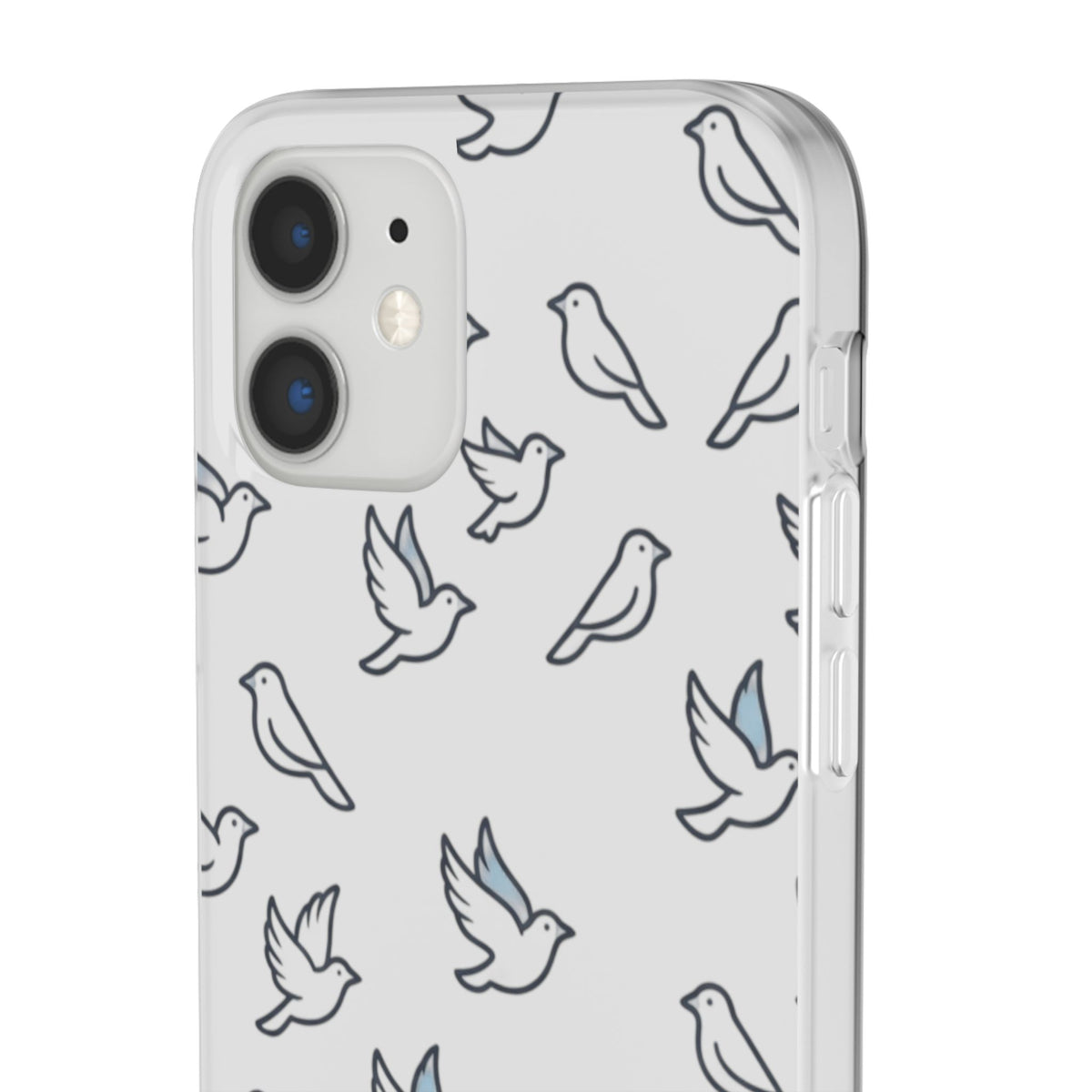 Dove Pattern Flexi Phone Case — Minimal White Bird Protective Case