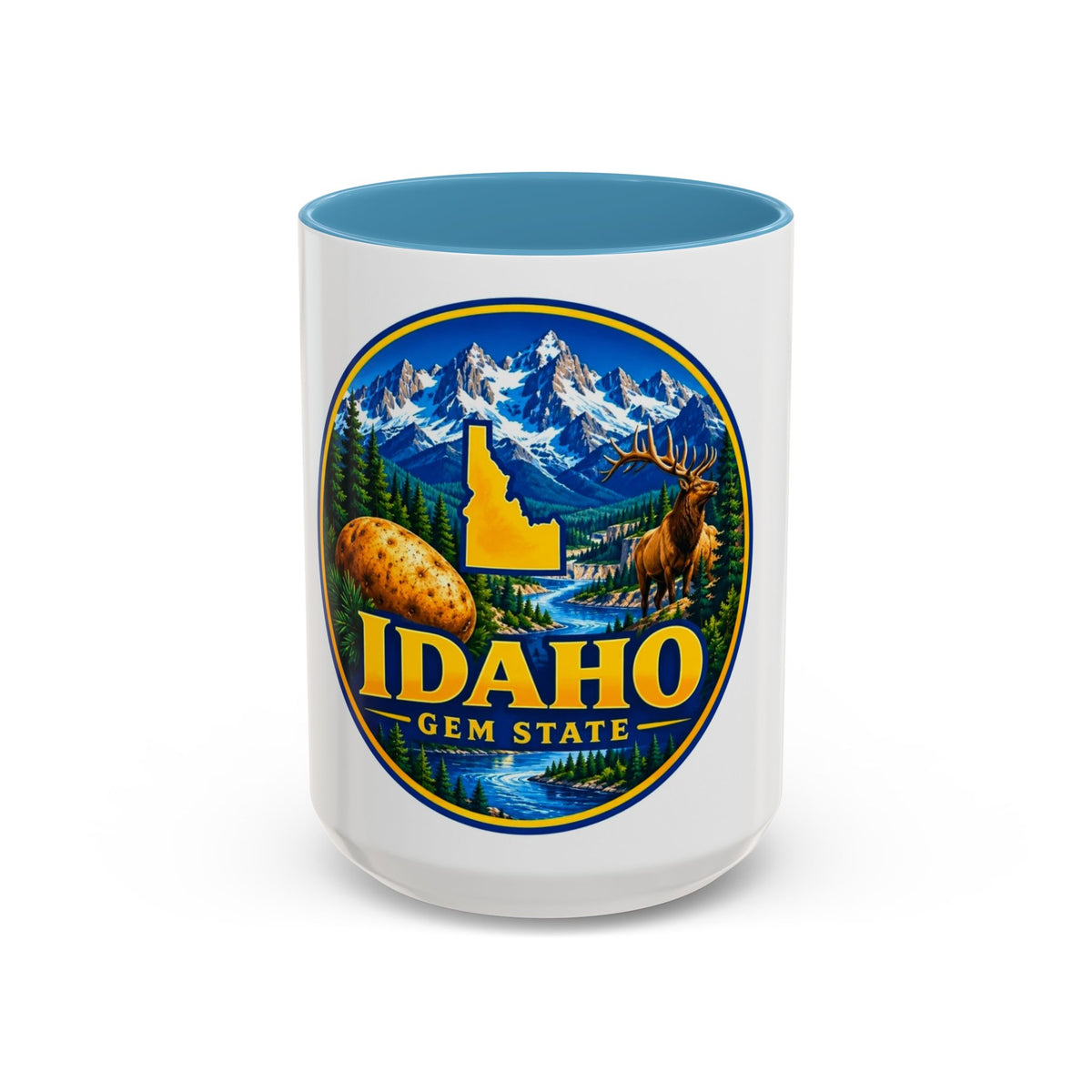 Idaho Gem State Coffee Mug — Mountain, Elk & Potato Travel Souvenir (11/15oz)