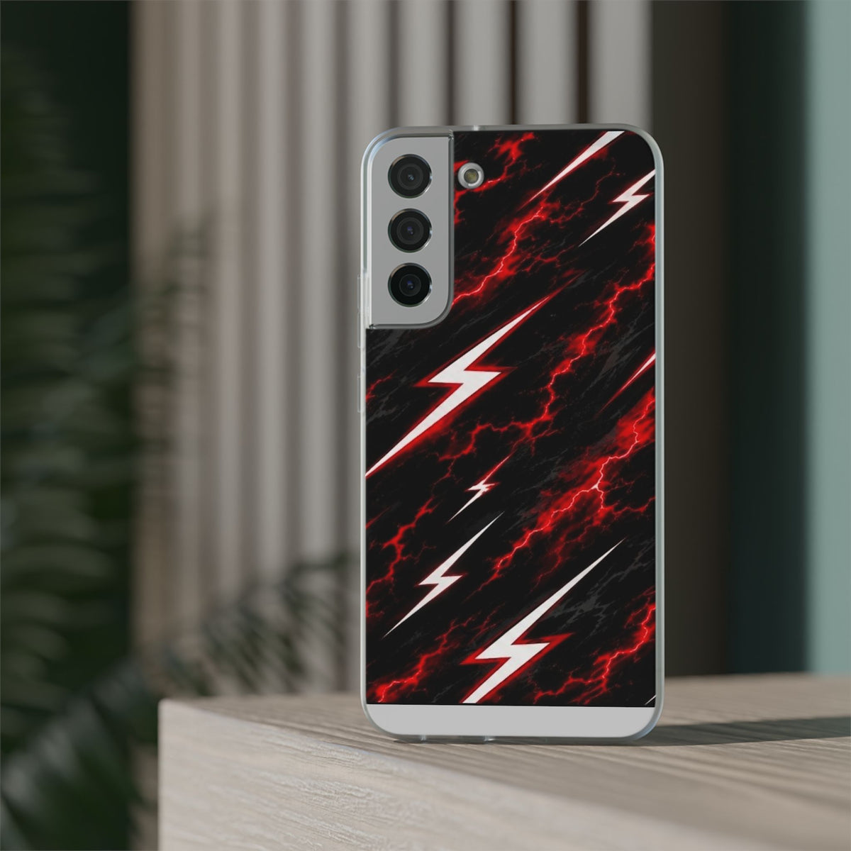 Phone Case — Red Lightning Bolt Storm Flexi Case