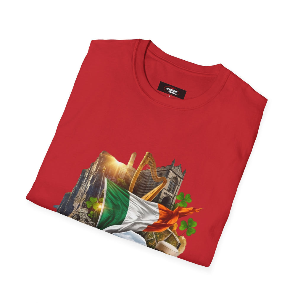 Irish Pride T-Shirt — Celtic Flag & Landmarks Design
