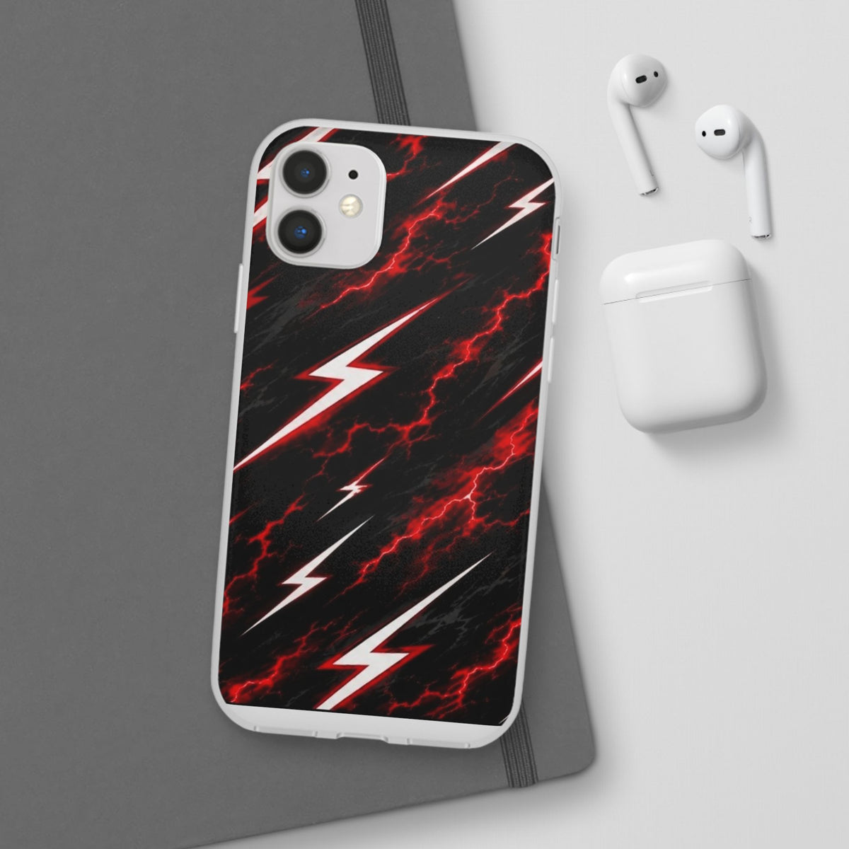 Phone Case — Red Lightning Bolt Storm Flexi Case