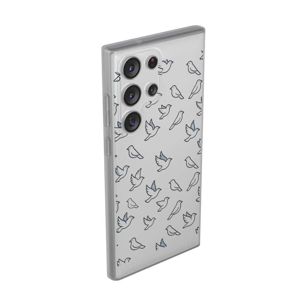 Dove Pattern Flexi Phone Case — Minimal White Bird Protective Case