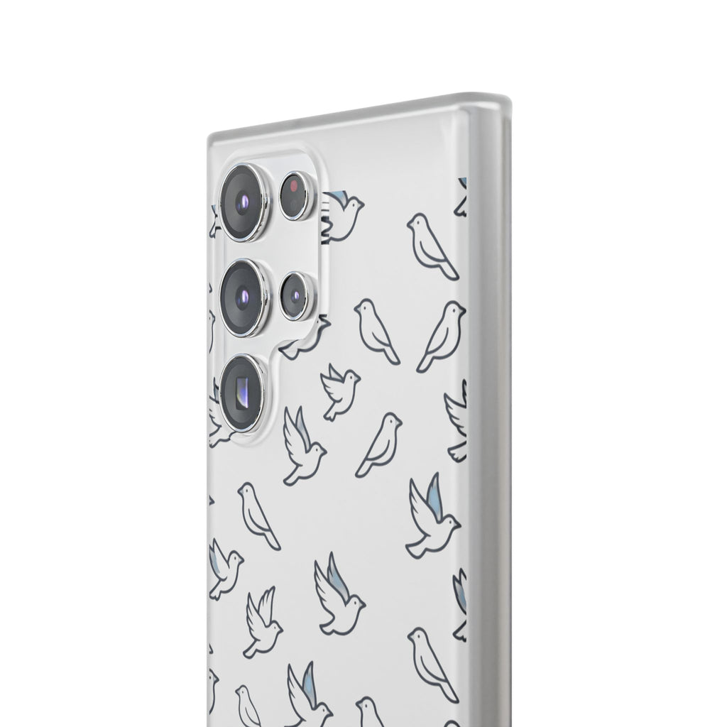 Dove Pattern Flexi Phone Case — Minimal White Bird Protective Case