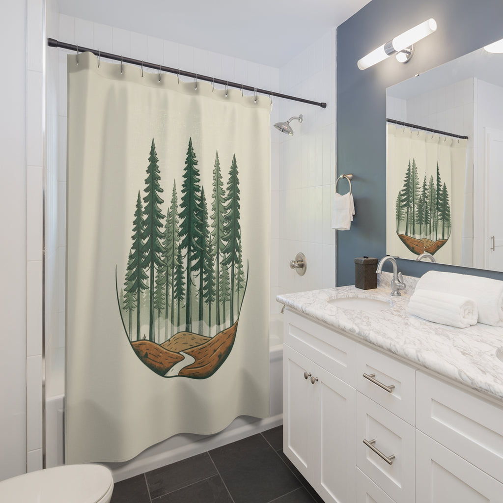 Forest Shower Curtain — Tranquil Woodland Bathroom Decor