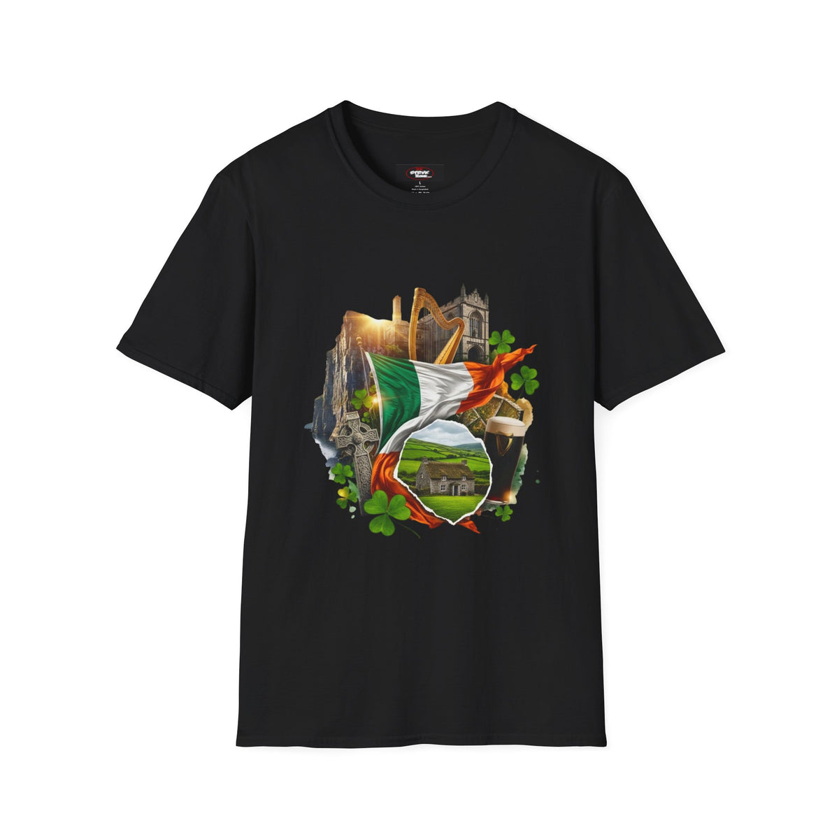 Irish Pride T-Shirt — Celtic Flag & Landmarks Design