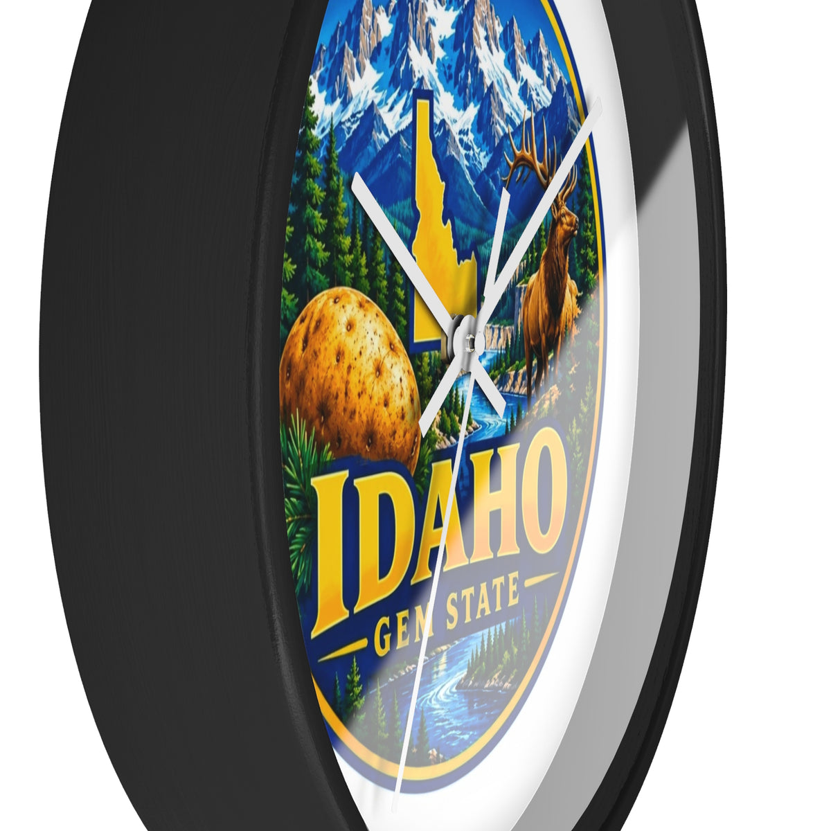 Idaho Gem State Wall Clock – Scenic Mountain & Elk Home Decor