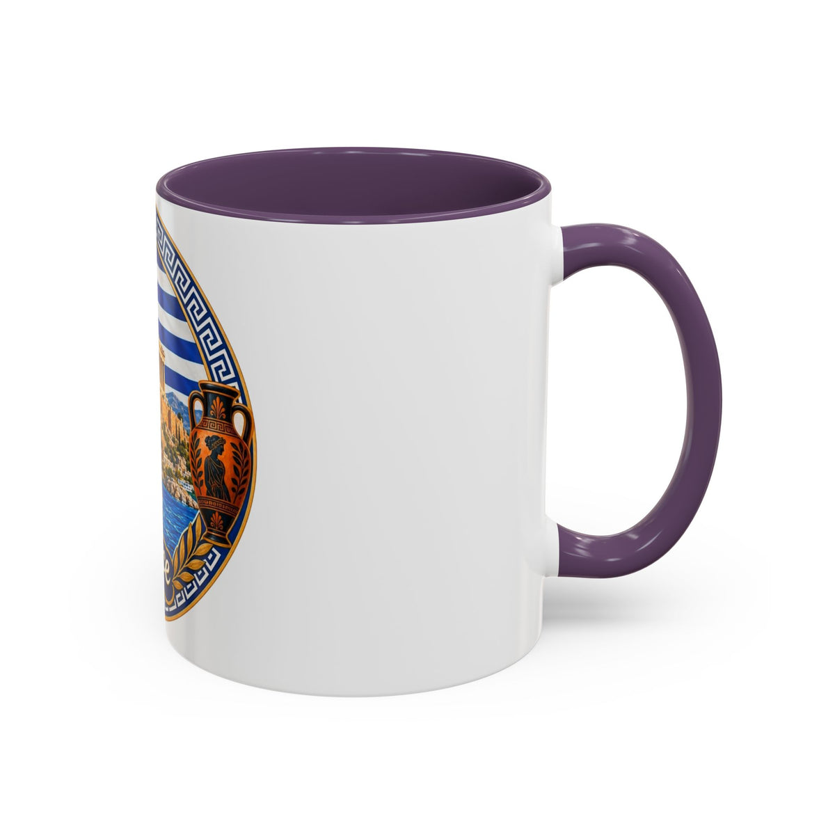 Greece Scenic Accent Coffee Mug – Acropolis, Olive & Blue Flag Design (11/15oz)