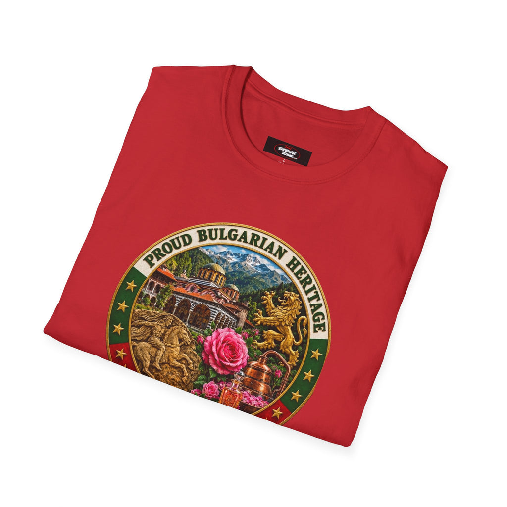 Bulgaria Heritage Graphic T-Shirt — "Proud Bulgarian Heritage" Rose Emblem