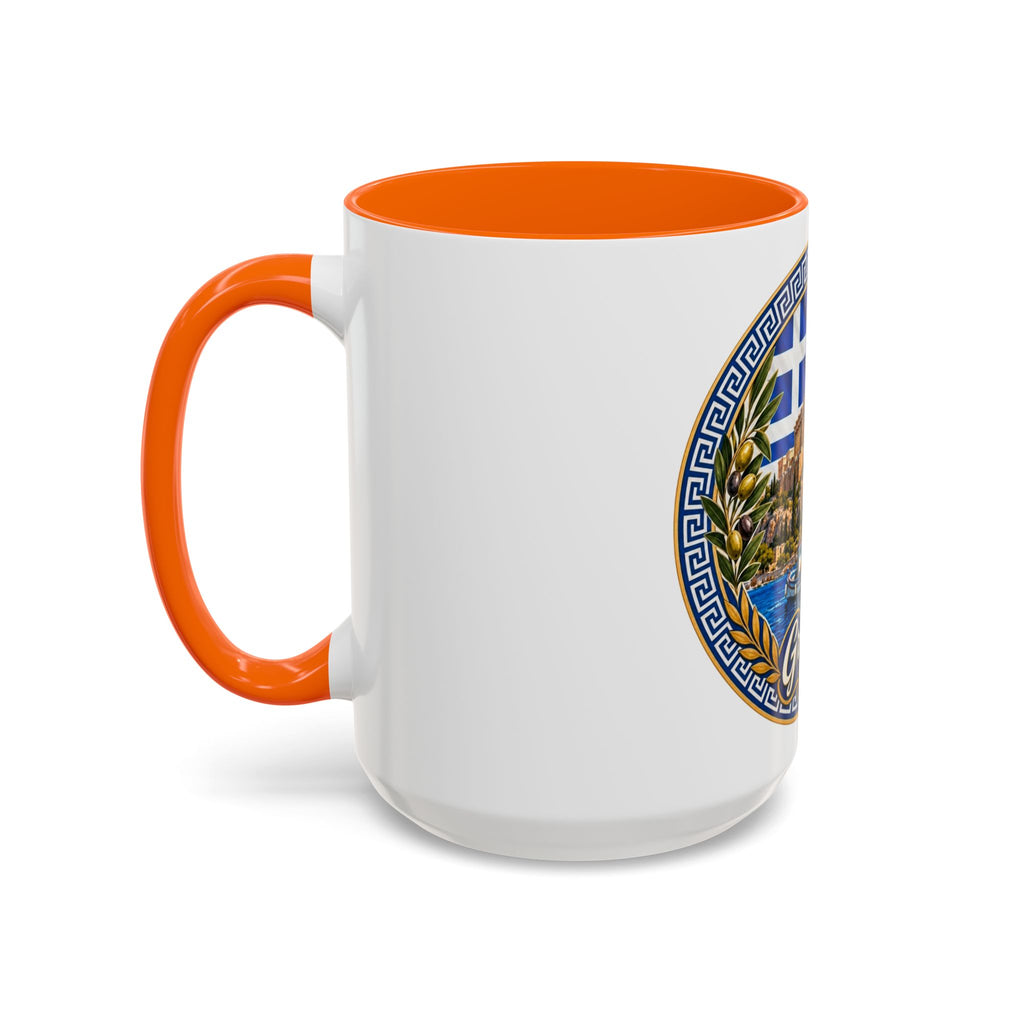 Greece Scenic Accent Coffee Mug – Acropolis, Olive & Blue Flag Design (11/15oz)