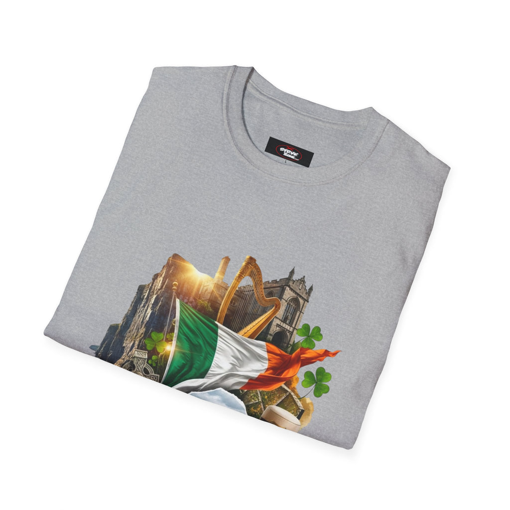 Irish Pride T-Shirt — Celtic Flag & Landmarks Design