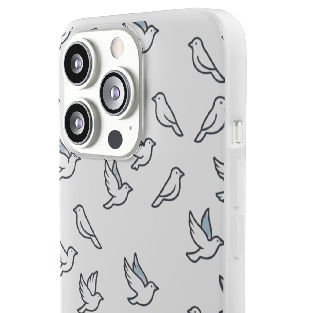 Dove Pattern Flexi Phone Case — Minimal White Bird Protective Case