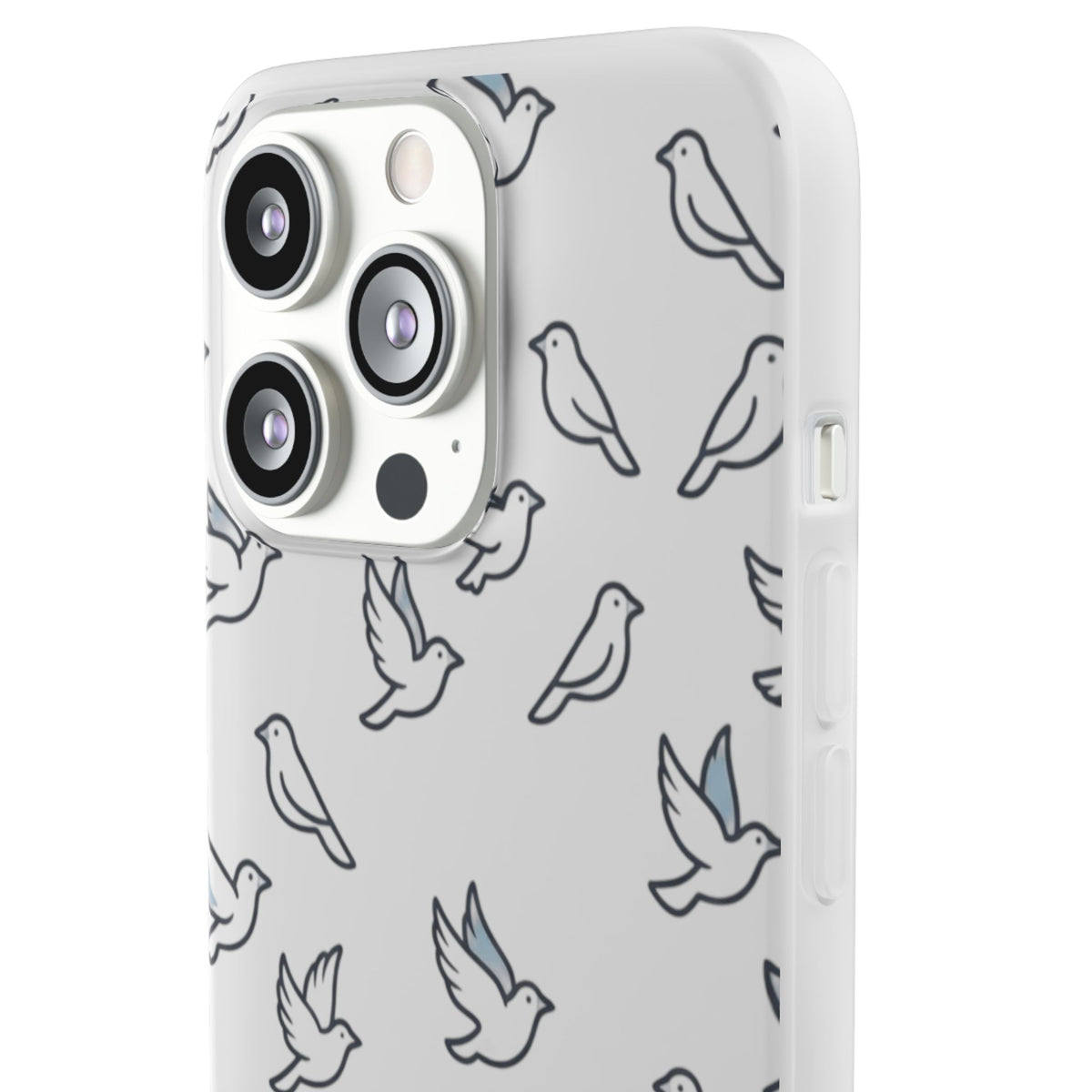Dove Pattern Flexi Phone Case — Minimal White Bird Protective Case