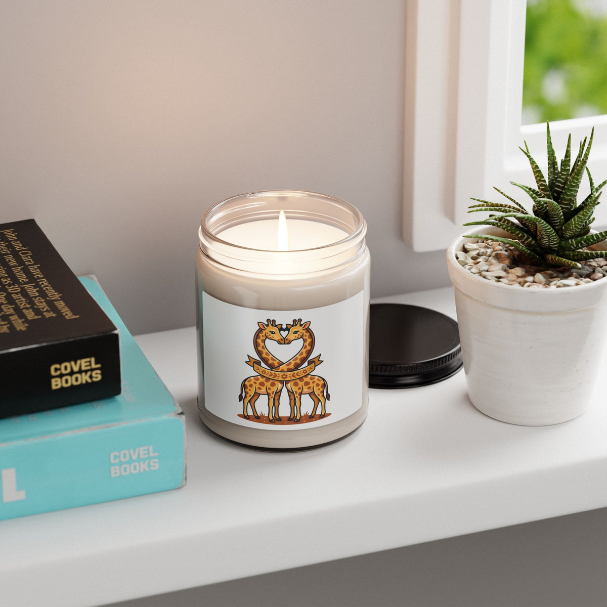 9oz Scented Soy Candle — Giraffe Love Illustration (Heart Neck)
