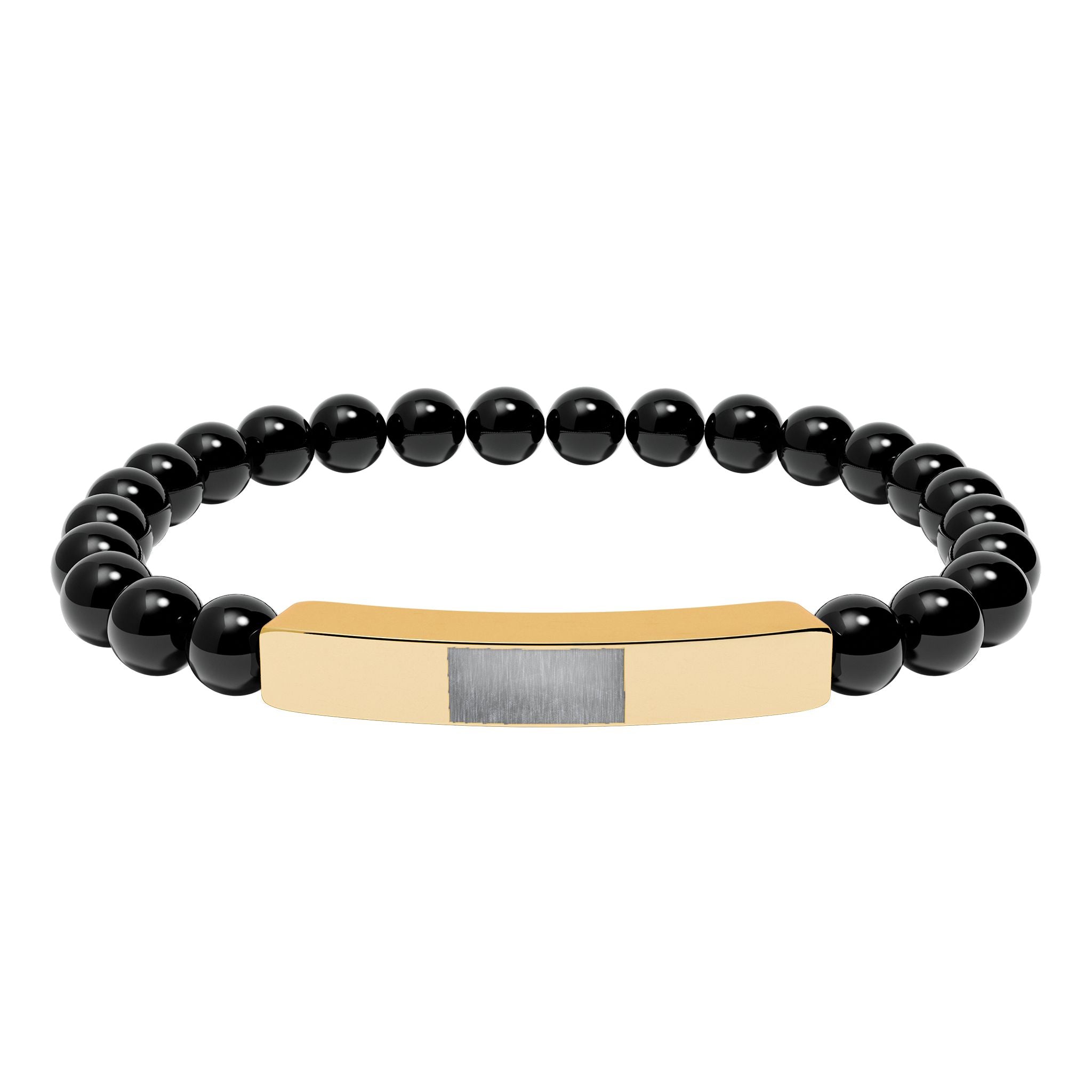 Engravable Natural Stone Bead Bracelet — Stretch Bar Personalized Bracelet