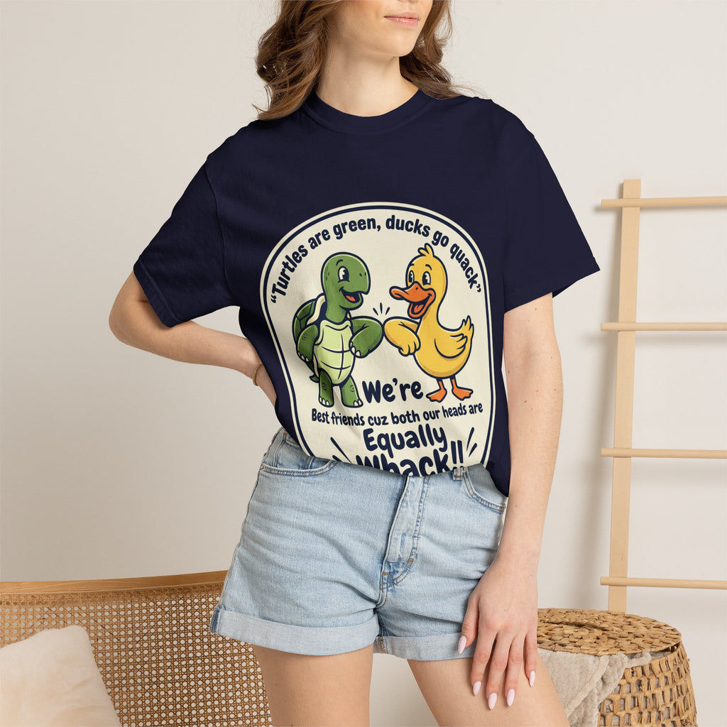 T-Shirt — "We're Equally Whack" Turtle & Duck Best Friends Graphic Tee