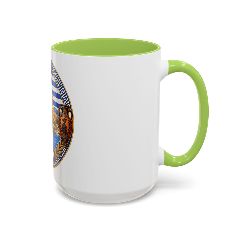 Greece Scenic Accent Coffee Mug – Acropolis, Olive & Blue Flag Design (11/15oz)