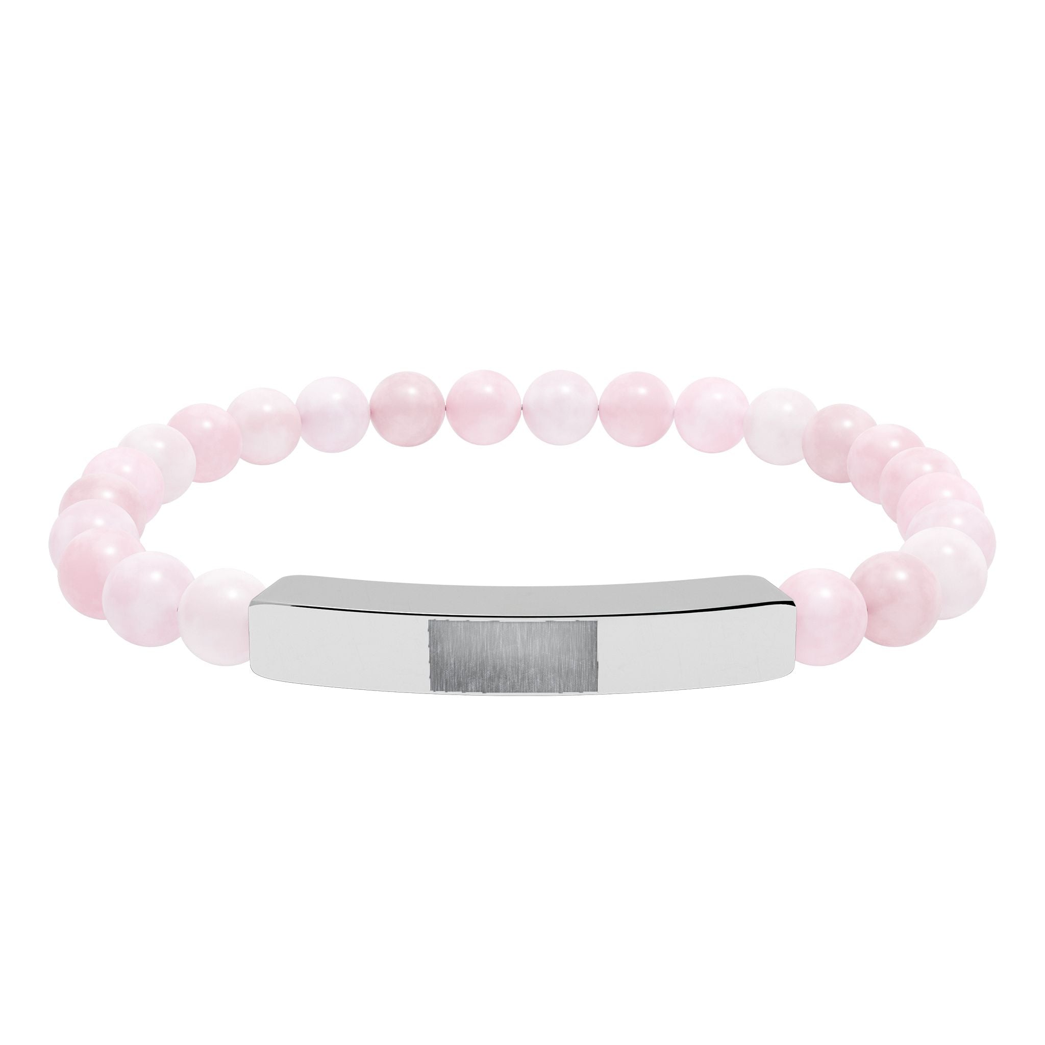 Engravable Natural Stone Bead Bracelet — Stretch Bar Personalized Bracelet