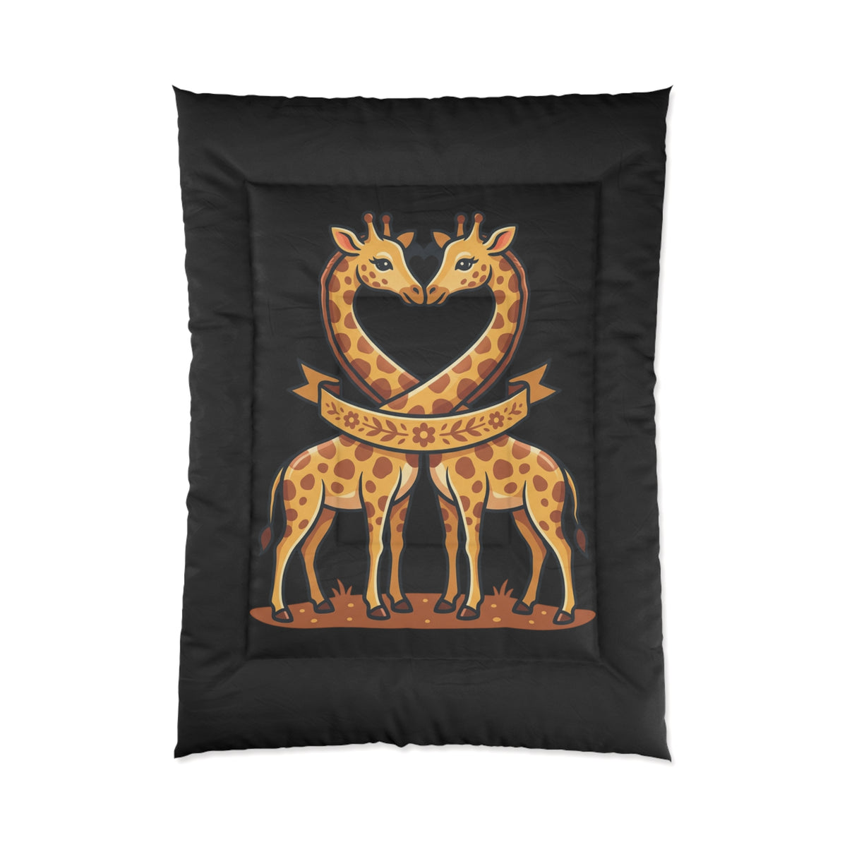 Giraffe Heart Comforter – Cute Matching Giraffes Kids Bedding