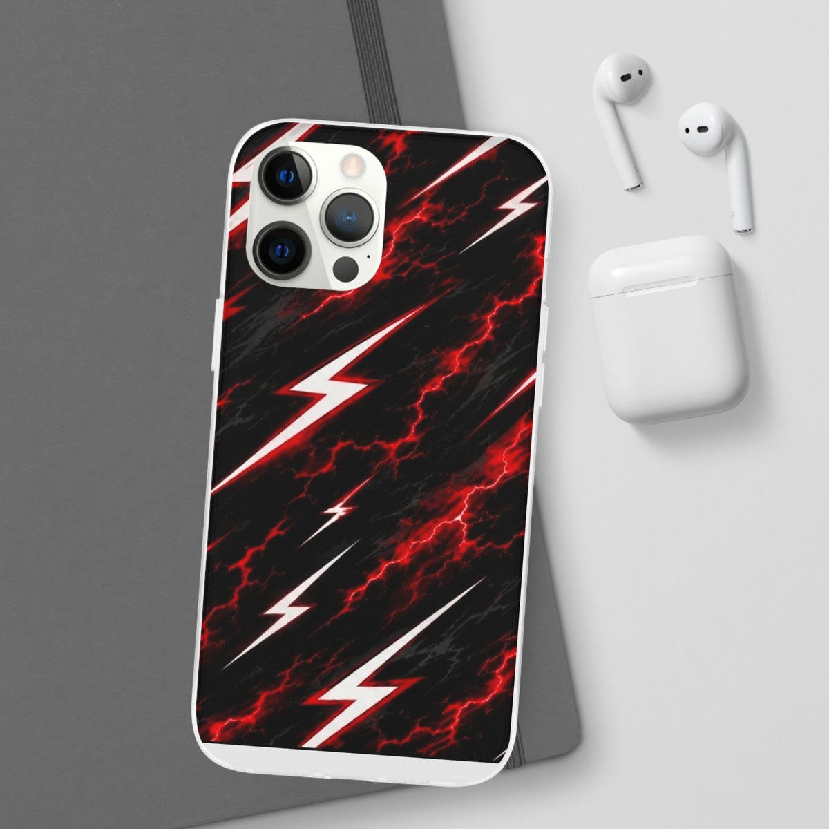 Phone Case — Red Lightning Bolt Storm Flexi Case