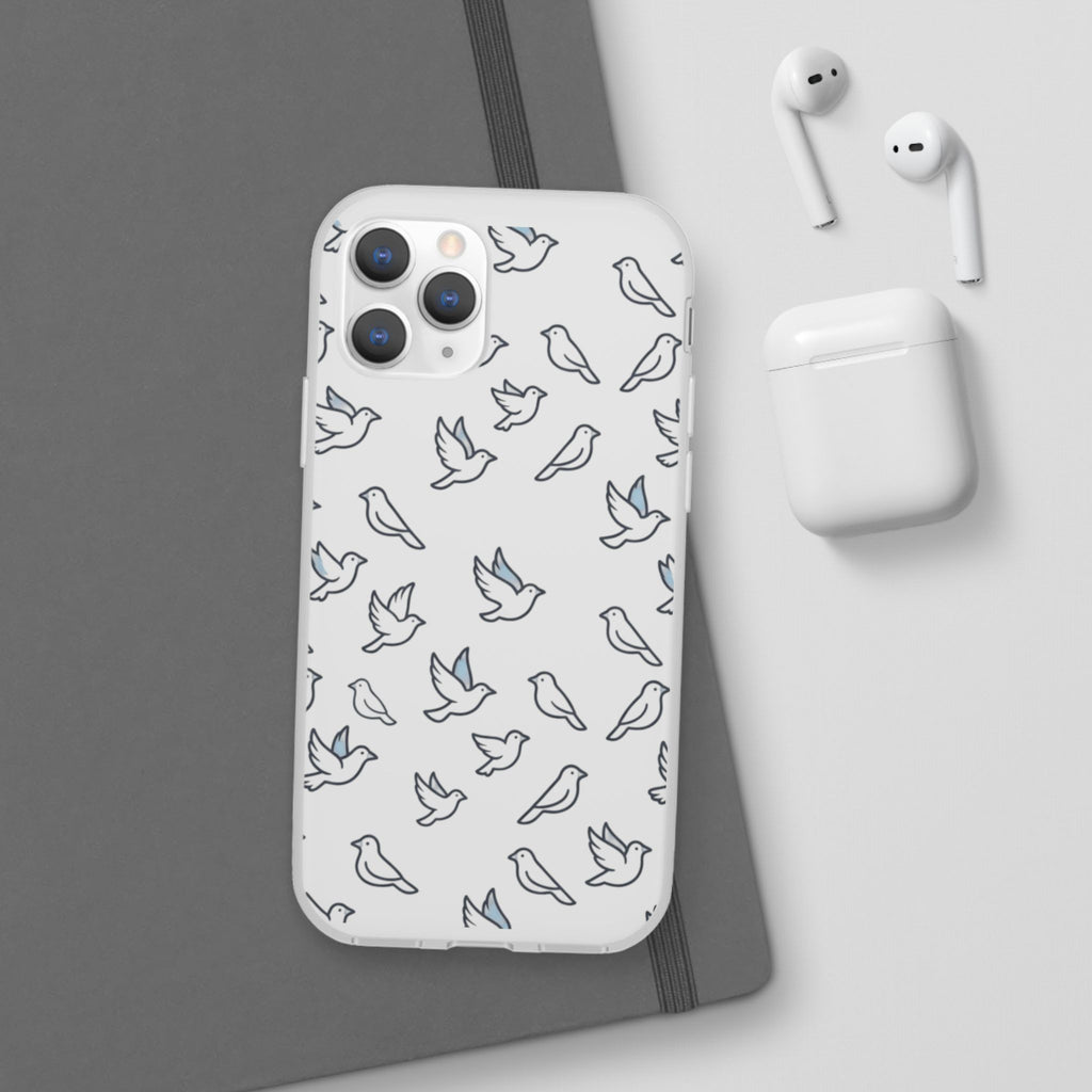 Dove Pattern Flexi Phone Case — Minimal White Bird Protective Case