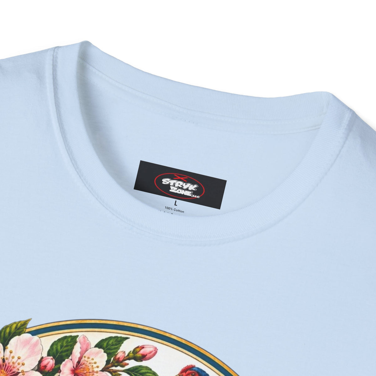 Delaware State Seal Vintage T-Shirt — Floral & Blue Hen State Emblem