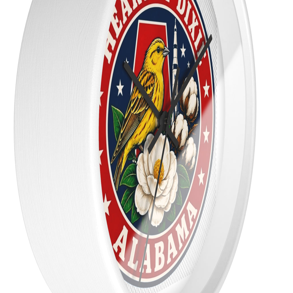 Alabama Heart of Dixie Wall Clock – State Seal Design with Yellowhammer & Magnolia