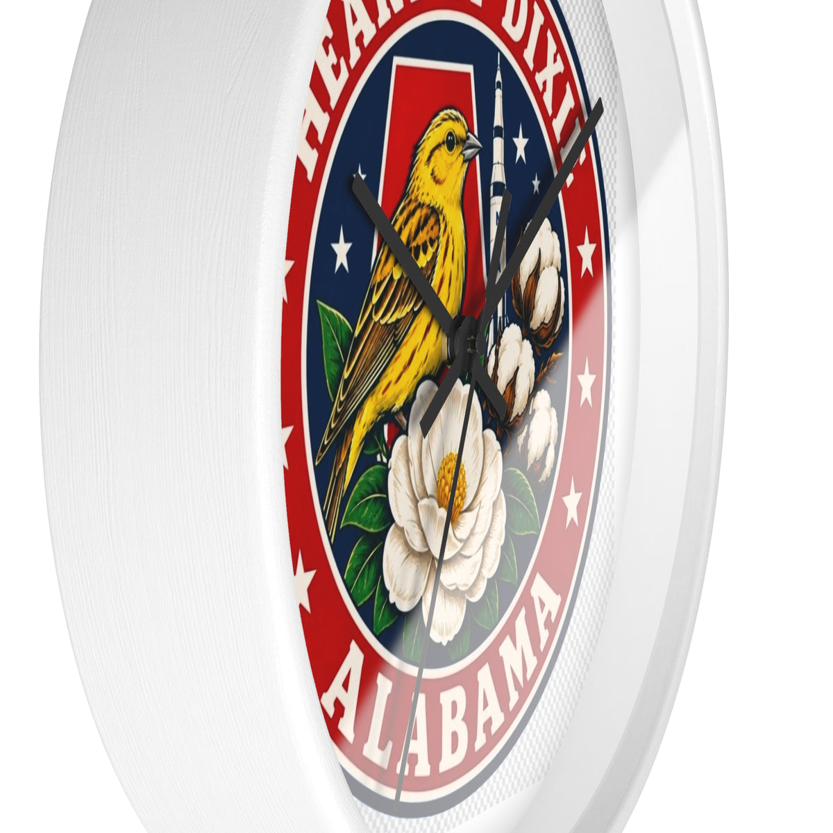 Alabama Heart of Dixie Wall Clock – State Seal Design with Yellowhammer & Magnolia