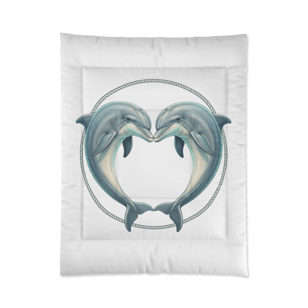 Dolphin Heart Comforter - Nautical Sea Life Bedding