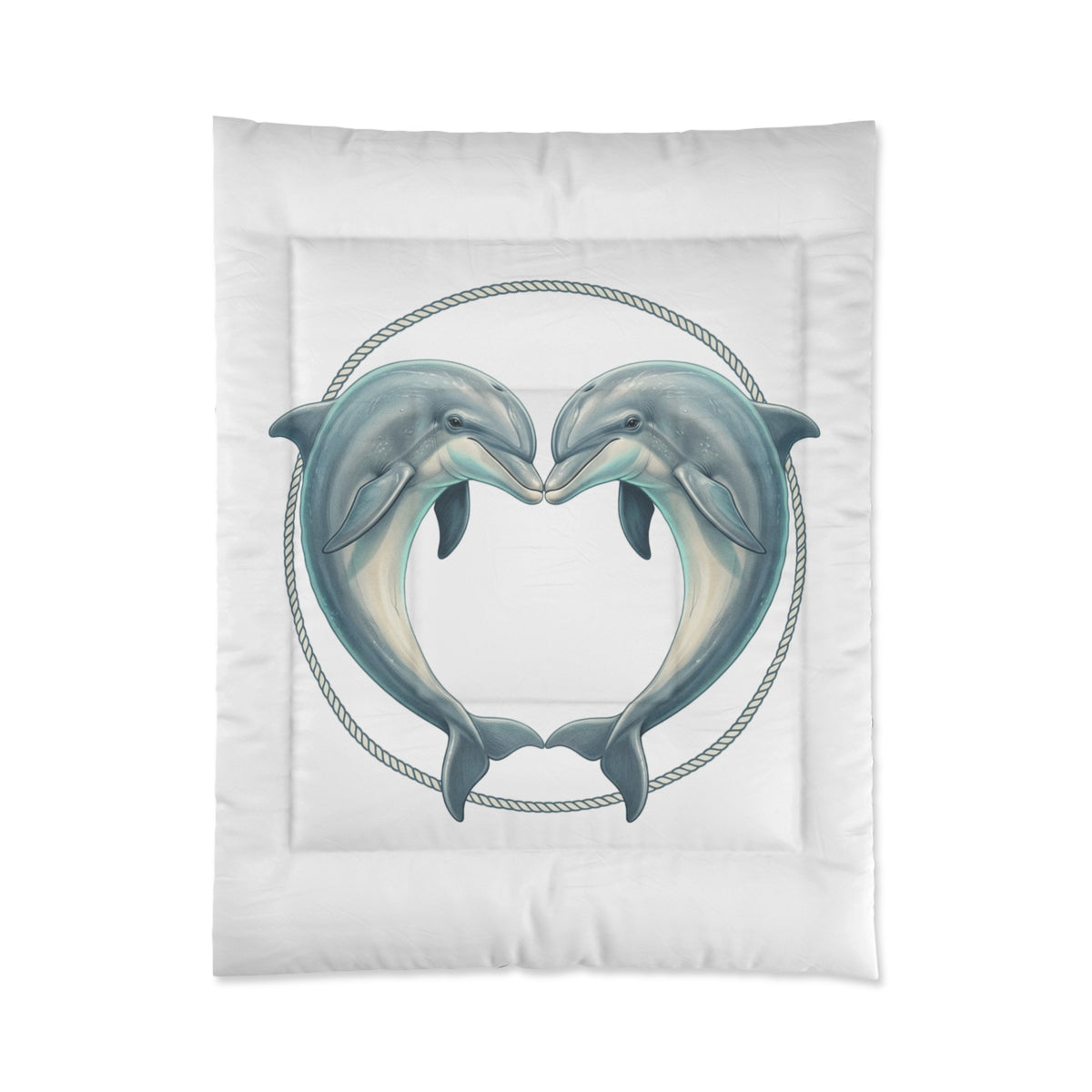 Dolphin Heart Comforter - Nautical Sea Life Bedding