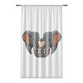 Elephant Heart Sheer Window Curtain — Cute Grey Elephant Trunk Heart Design