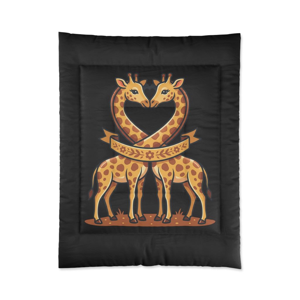 Giraffe Heart Comforter – Cute Matching Giraffes Kids Bedding