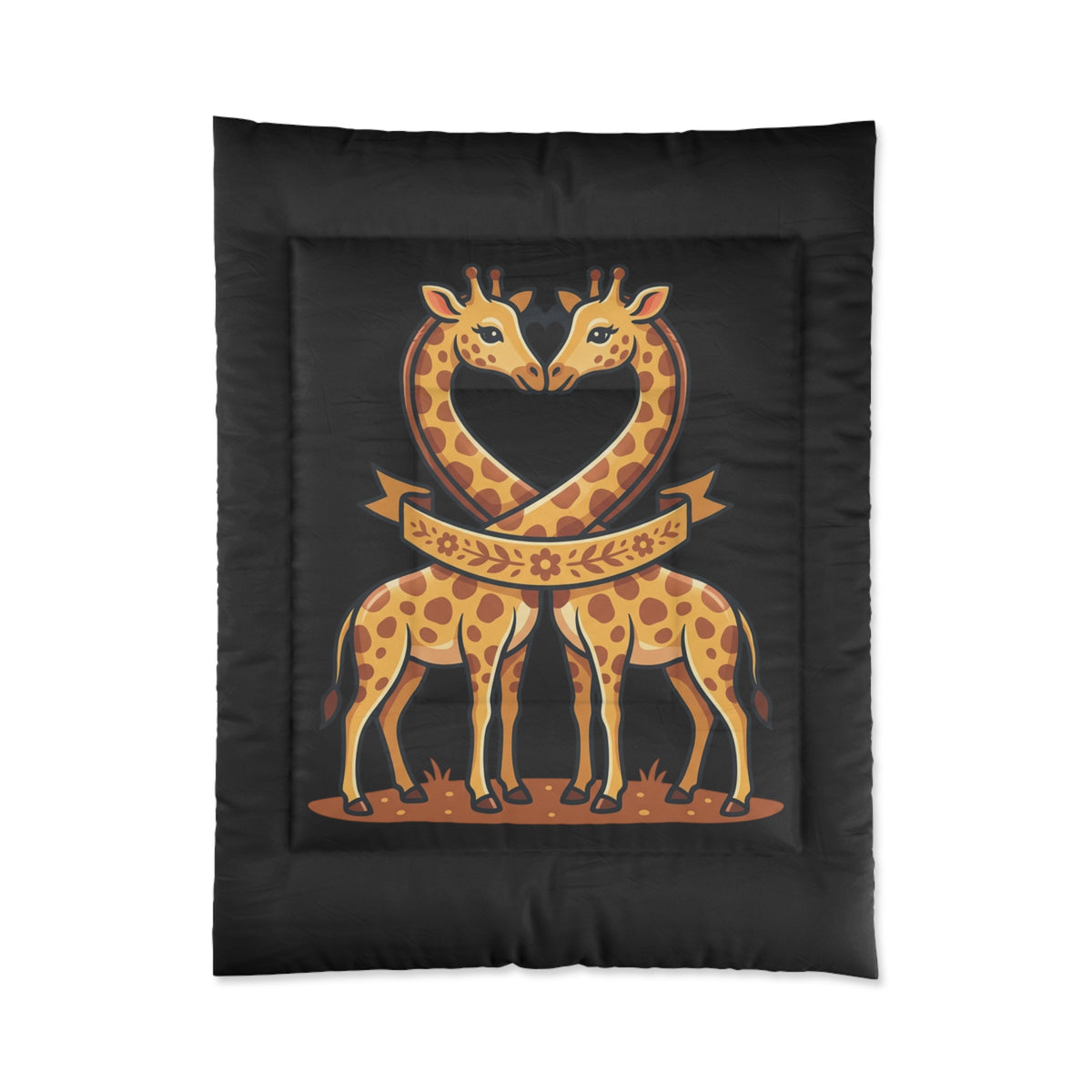 Giraffe Heart Comforter – Cute Matching Giraffes Kids Bedding