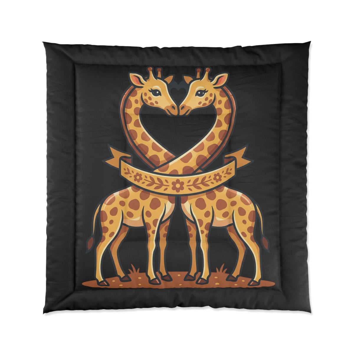 Giraffe Heart Comforter – Cute Matching Giraffes Kids Bedding