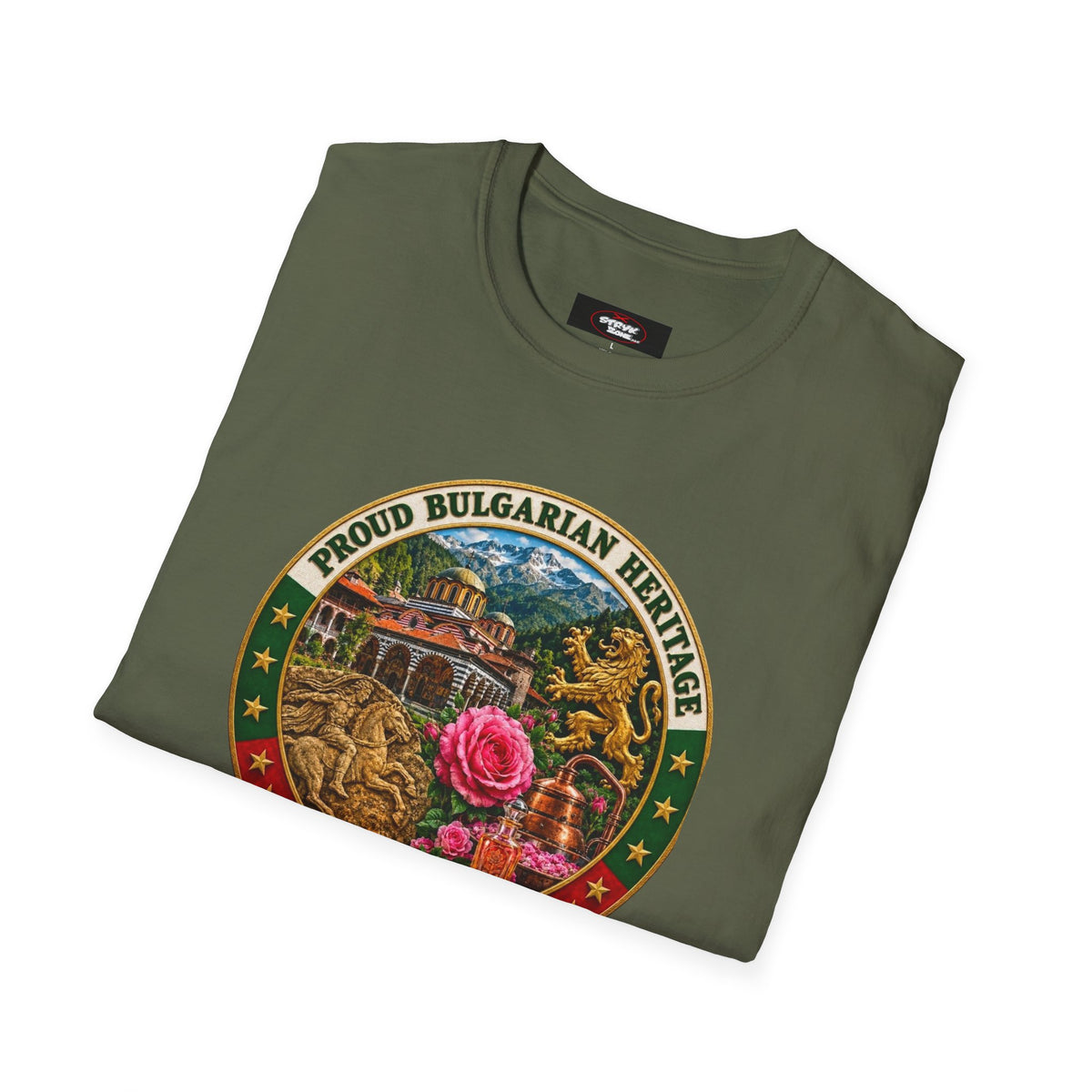Bulgaria Heritage Graphic T-Shirt — "Proud Bulgarian Heritage" Rose Emblem