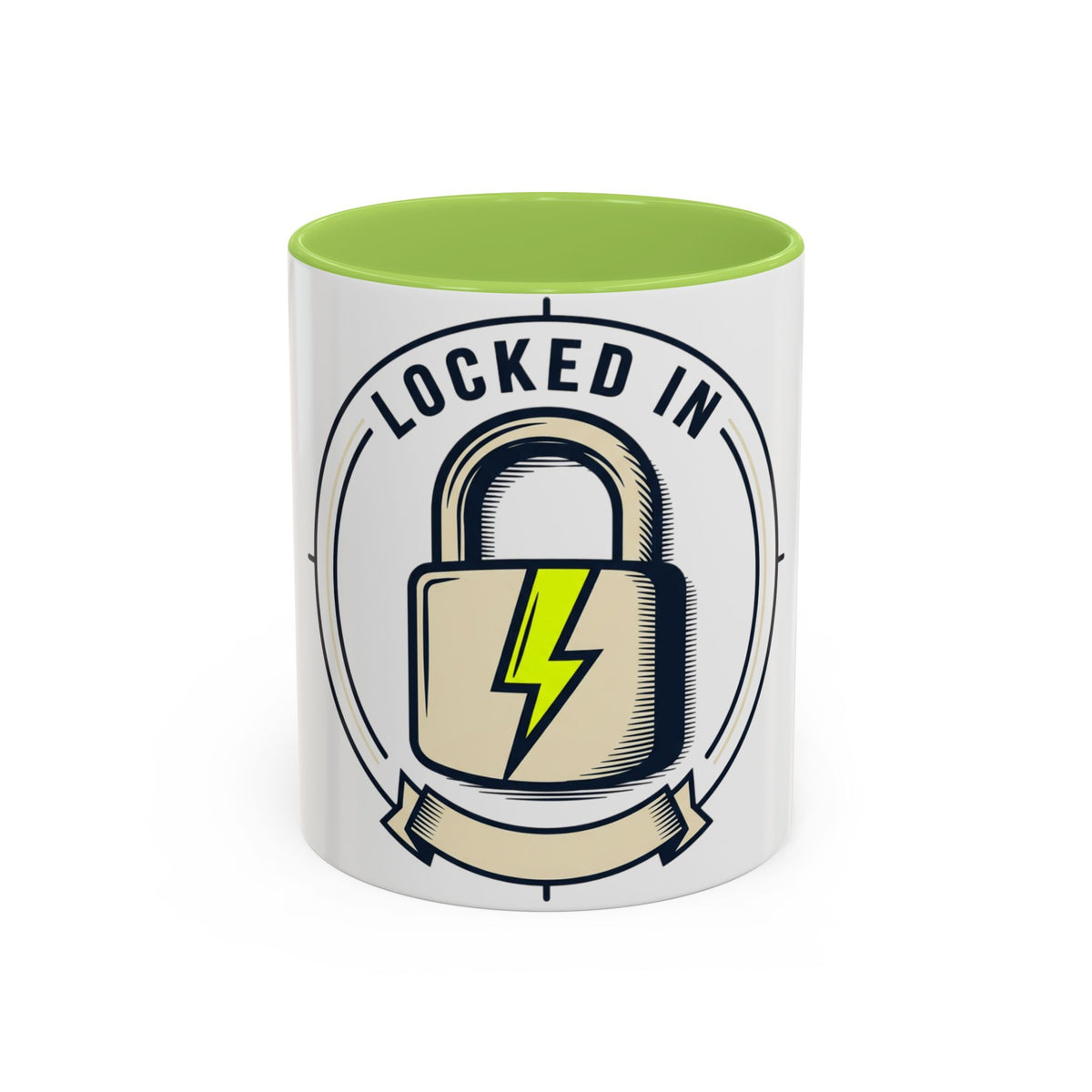 Locked In Accent Coffee Mug — 'Locked In' Motivational Coffee Cup (11/15oz)