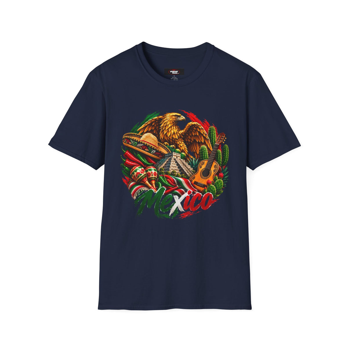 Mexico Heritage T-Shirt — Mexican Eagle, Guitar & Cactus Graphic