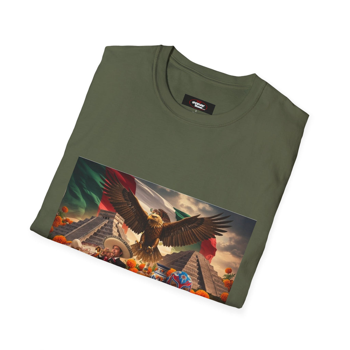 Eagle & Cityscape Graphic T-Shirt — Patriotic Eagle Sunset Design