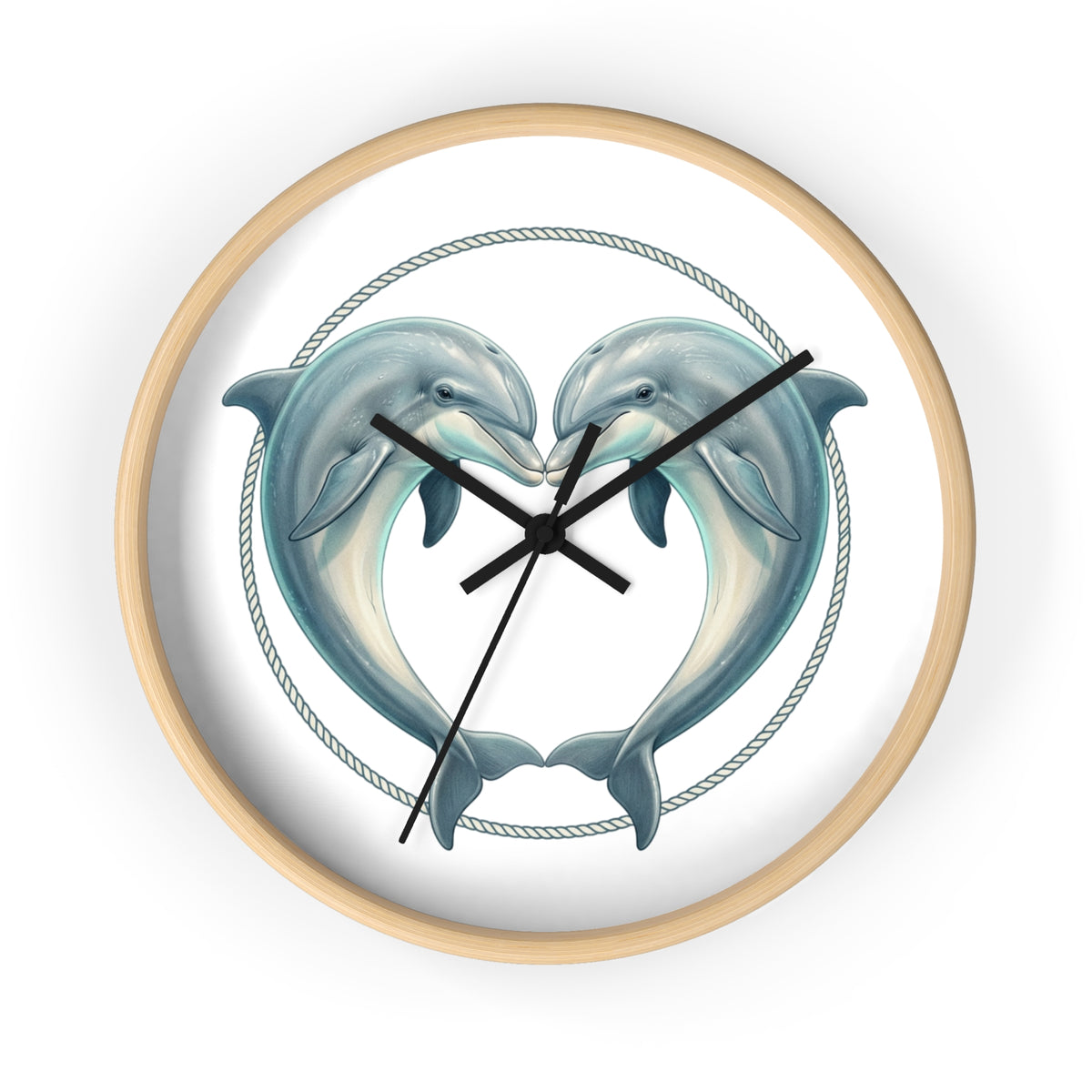 Dolphin Heart Wall Clock — Nautical Coastal Decor for Beach Lovers