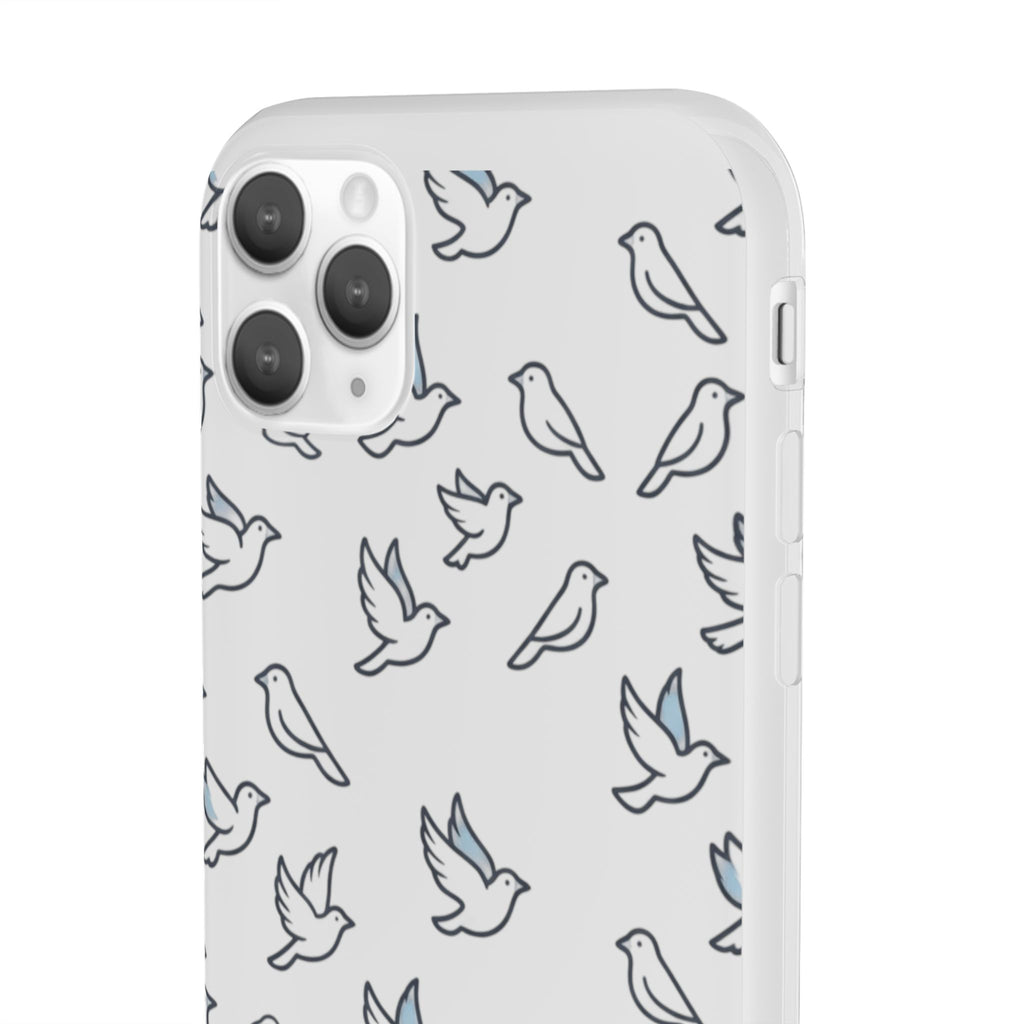 Dove Pattern Flexi Phone Case — Minimal White Bird Protective Case