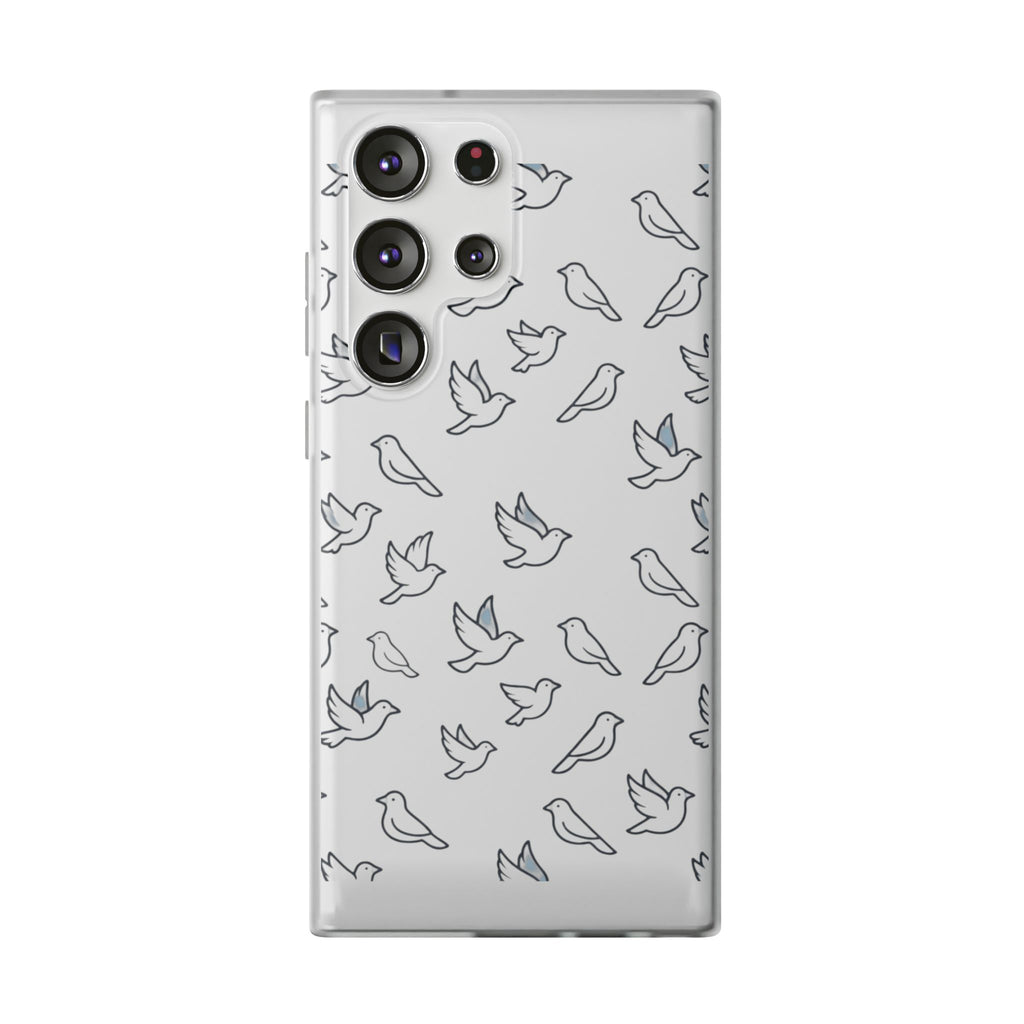 Dove Pattern Flexi Phone Case — Minimal White Bird Protective Case