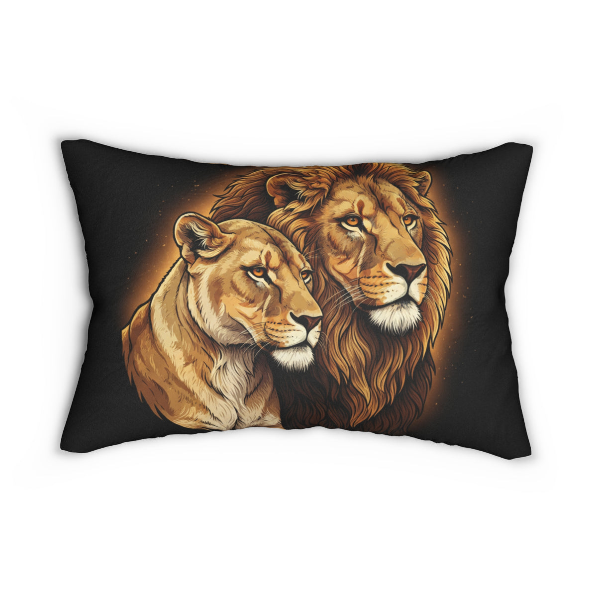 Lion and Lioness Lumbar Pillow - Regal Wildlife Decorative Accent