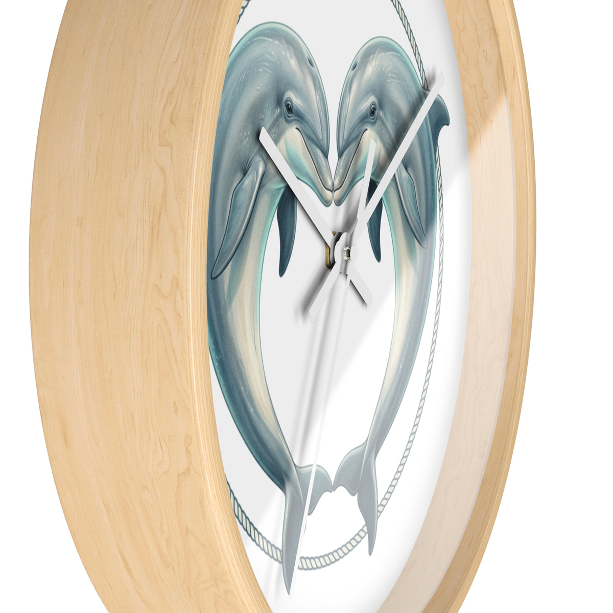 Dolphin Heart Wall Clock — Nautical Coastal Decor for Beach Lovers