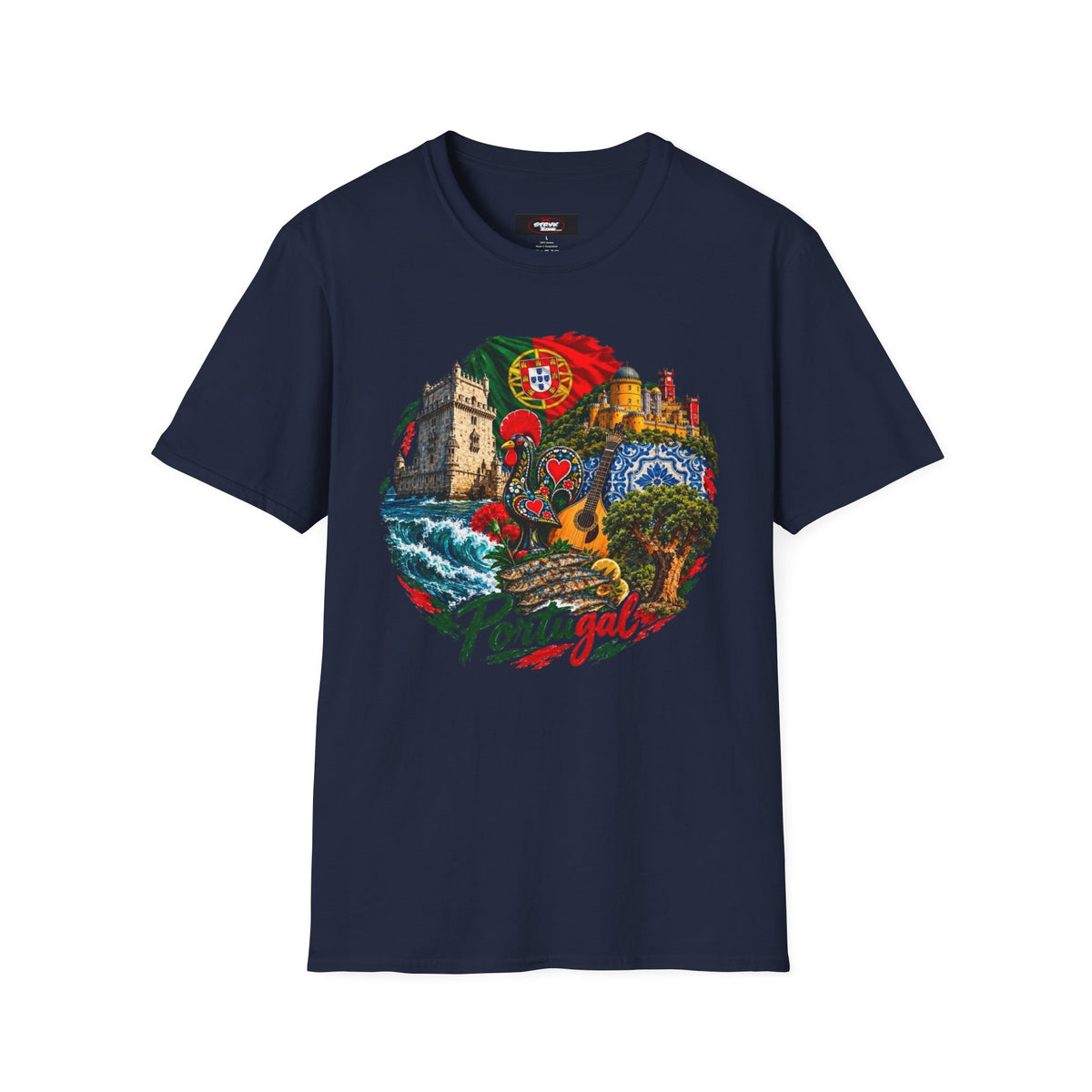Portugal Travel T-Shirt — Vintage Lisbon Landmarks & Azulejo Heart Design