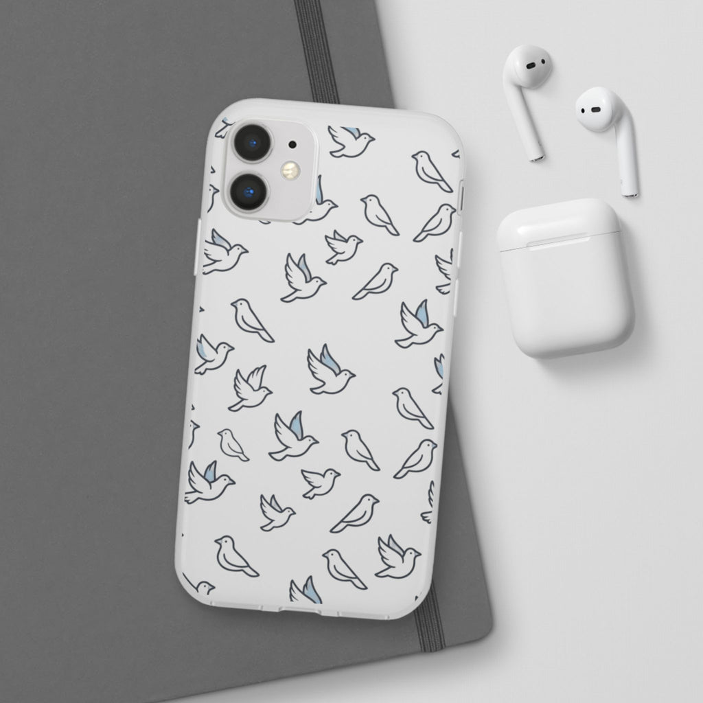 Dove Pattern Flexi Phone Case — Minimal White Bird Protective Case