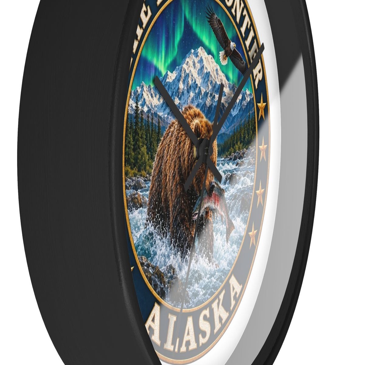 Alaska 'The Last Frontier' Bear Salmon Wall Clock