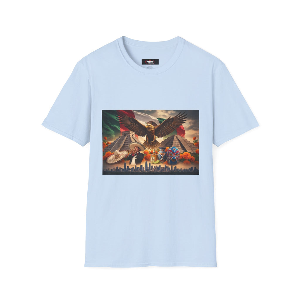 Eagle & Cityscape Graphic T-Shirt — Patriotic Eagle Sunset Design