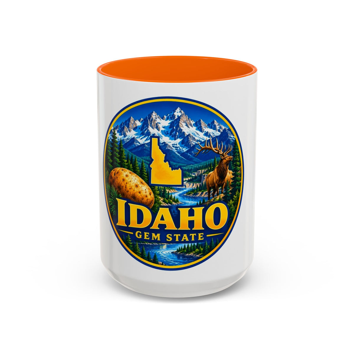 Idaho Gem State Coffee Mug — Mountain, Elk & Potato Travel Souvenir (11/15oz)