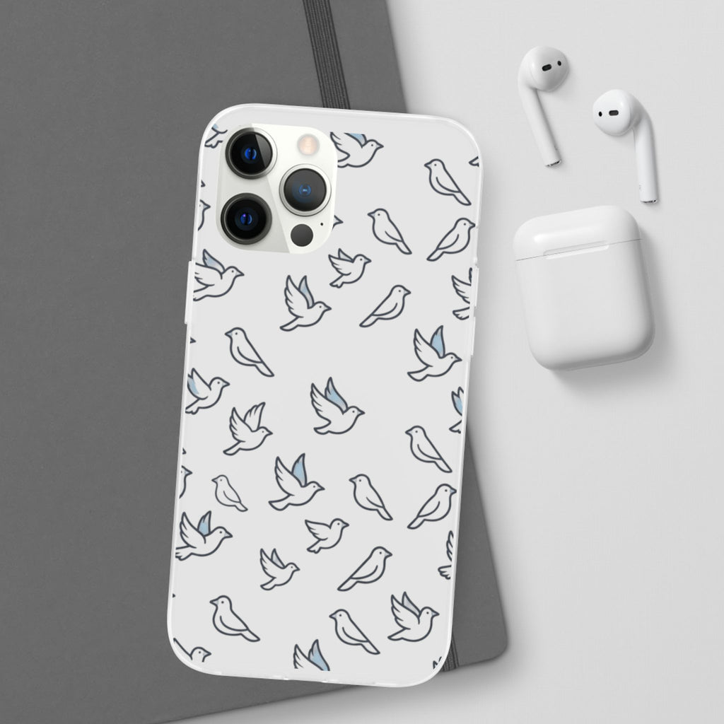 Dove Pattern Flexi Phone Case — Minimal White Bird Protective Case