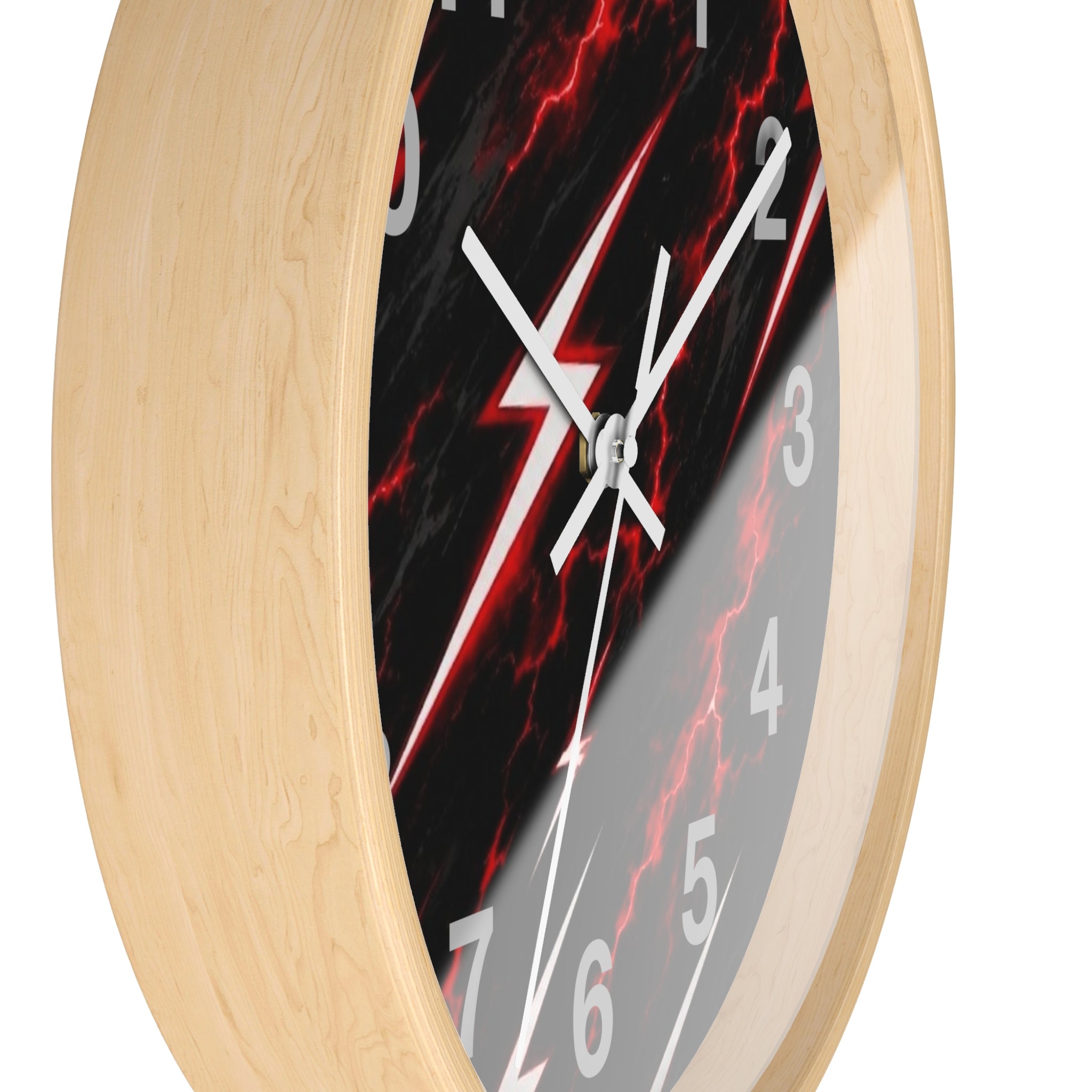 Red Lightning Wall Clock — Neon Storm Decorative Clock