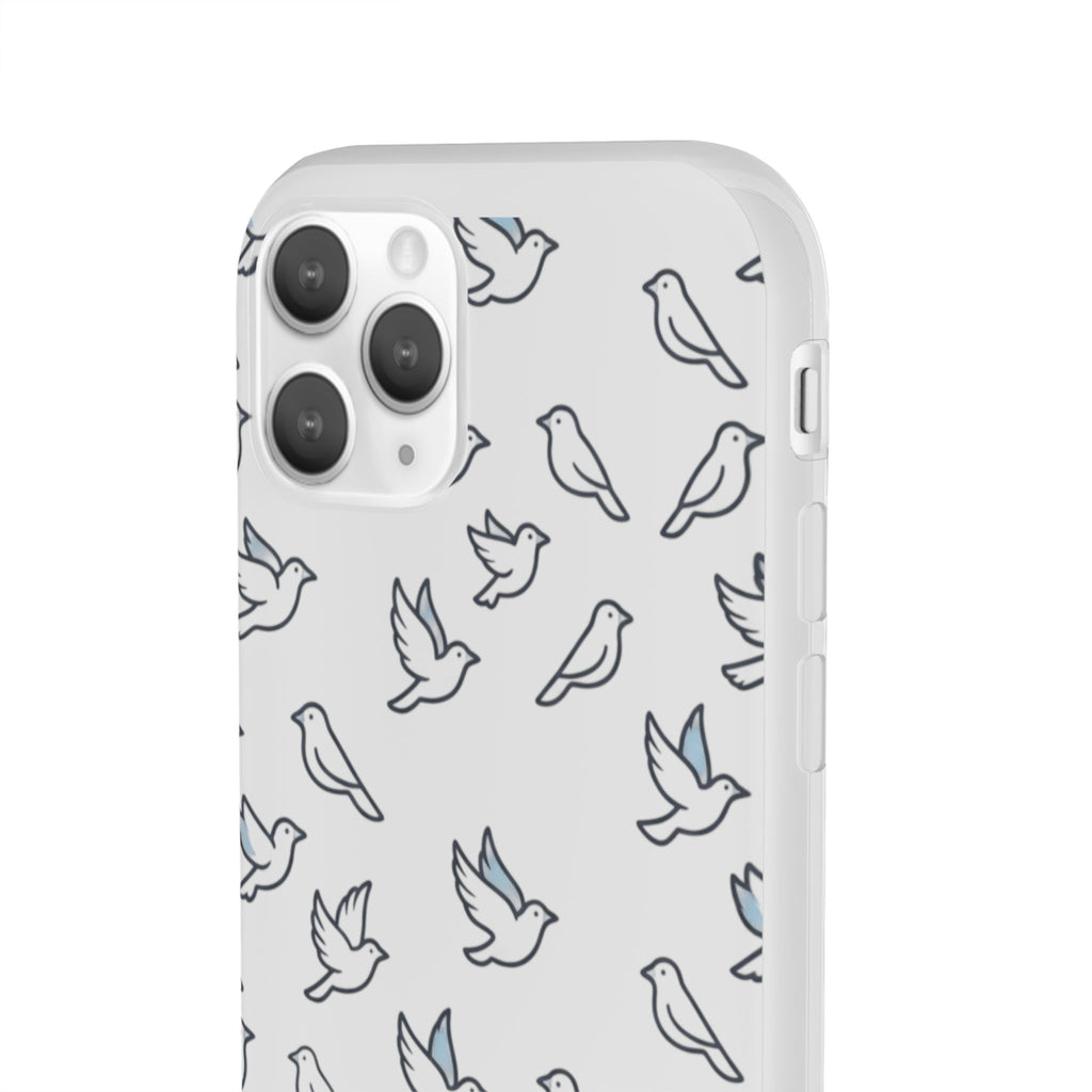Dove Pattern Flexi Phone Case — Minimal White Bird Protective Case